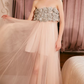 Romantic Strapless Tulle Prom Dress Sequins Floral A-Line Evening Dress C9102
