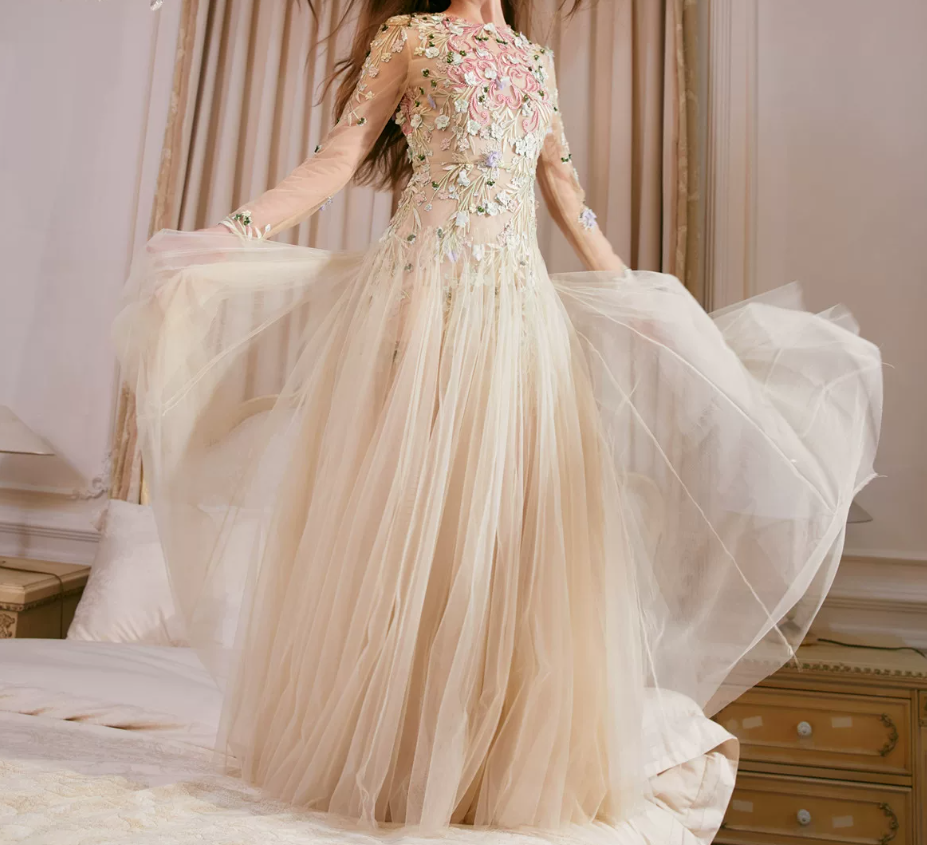 Robe de bal de princesse bustier à volants en satin long, robe de soirée C8117