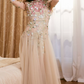 Robe de bal de princesse bustier à volants en satin long, robe de soirée C8117