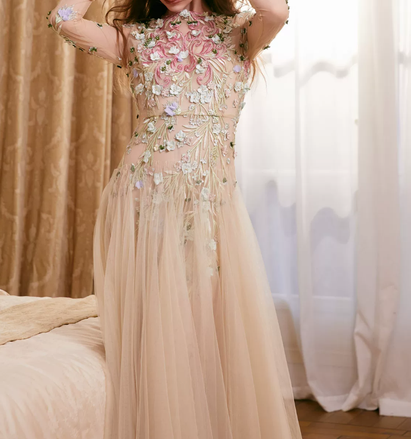 Robe de bal de princesse bustier à volants en satin long, robe de soirée C8117