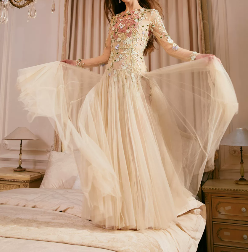Robe de bal de princesse bustier à volants en satin long, robe de soirée C8117