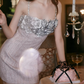 Glittering Spaghetti Straps Pink Homecoming Dress 3D Appliques Sequins Sheath Party Dress C9105