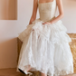 Attractive Spaghetti Straps Wedding Dresses Lace Beading Tiered A-Line Bridal Dress C9107