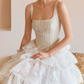 Attractive Spaghetti Straps Wedding Dresses Lace Beading Tiered A-Line Bridal Dress C9107