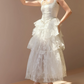 Attractive Spaghetti Straps Wedding Dresses Lace Beading Tiered A-Line Bridal Dress C9107