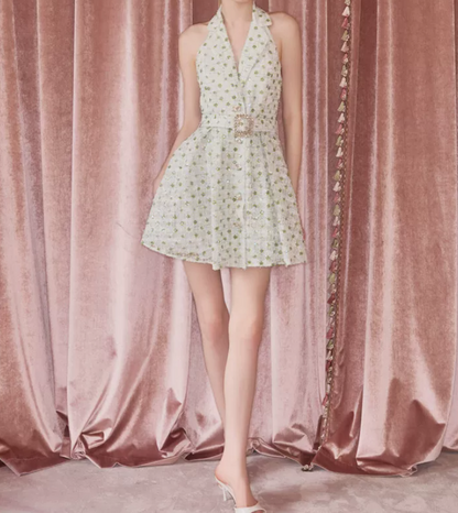 Charming Halter Neck A-Line Homecoming Dress Sequins Backless Party Dress C9110