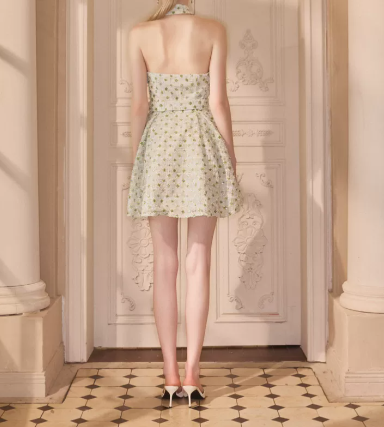 Charming Halter Neck A-Line Homecoming Dress Sequins Backless Party Dress C9110