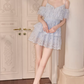 Cute Off-Shoulder Homecoming Dress Blue Ruffled Lace A-Line Party Dress C9112