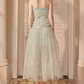 Attractive Strapless Green Prom Dress Sequins Bows A-Line Evening Dress C9117