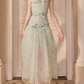 Attractive Strapless Green Prom Dress Sequins Bows A-Line Evening Dress C9117