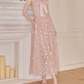 Sleek Spaghetti Straps Pink Prom Dress Sequins Bow A-Line Evening Dress C9118