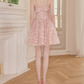 Ornate Spaghetti Straps A-Line Homecoming Dress Pink Sequins Bow Party Dress C9119