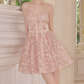 Ornate Spaghetti Straps A-Line Homecoming Dress Pink Sequins Bow Party Dress C9119
