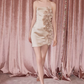 Charming Strapless Homecoming Dress Beige Floral Sheath Party Dress C9121
