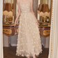 Elegant Spaghetti Straps Beige Prom Dress Beading Sequins A-Line Evening Dress C9122