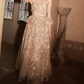 Sleek Strapless Beige Prom Dress Ruffles Sequins A-Line Evening Dress C9125