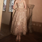 Sleek Strapless Beige Prom Dress Ruffles Sequins A-Line Evening Dress C9125