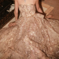 Sleek Strapless Beige Prom Dress Ruffles Sequins A-Line Evening Dress C9125