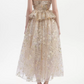 Sleek Strapless Beige Prom Dress Ruffles Sequins A-Line Evening Dress C9125