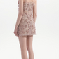 Cute Spaghetti Straps Pink Homecoming Dress Floral Bows Sheath Party Dress C9126
