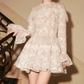 Graceful Long Sleeve A-Line Homecoming Dress White Lace Party Dress C9127