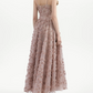 Alluring Spaghetti Straps Prom Dress Pink Floral A-Line Evening Dress C9129