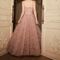 Alluring Spaghetti Straps Prom Dress Pink Floral A-Line Evening Dress C9129