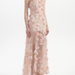 Charming Strapless Pink Prom Dress Floral Slit Mermaid Evening Dress C9130