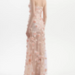 Charming Strapless Pink Prom Dress Floral Slit Mermaid Evening Dress C9130
