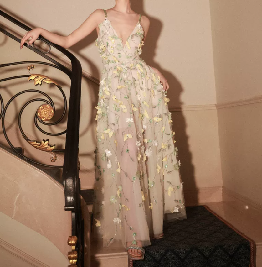 Robe de bal de princesse bustier à volants en satin long, robe de soirée C8117