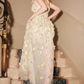 Robe de bal de princesse bustier à volants en satin long, robe de soirée C8117