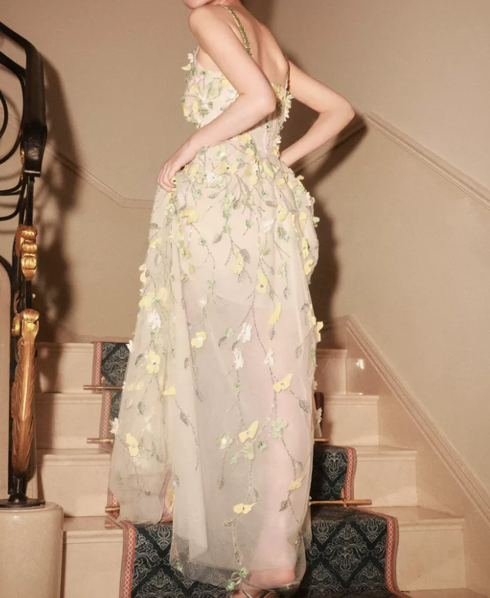 Robe de bal de princesse bustier à volants en satin long, robe de soirée C8117