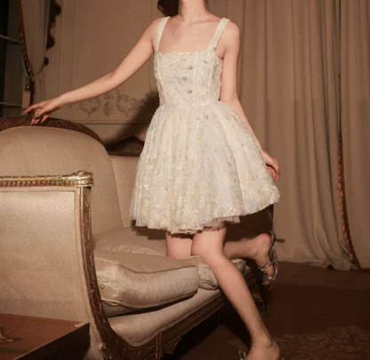 Mini robe de soirée en satin, sans bretelles, sans manches, ligne a, simple, C899