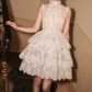 Mini robe de soirée en satin, sans bretelles, sans manches, ligne a, simple, C899