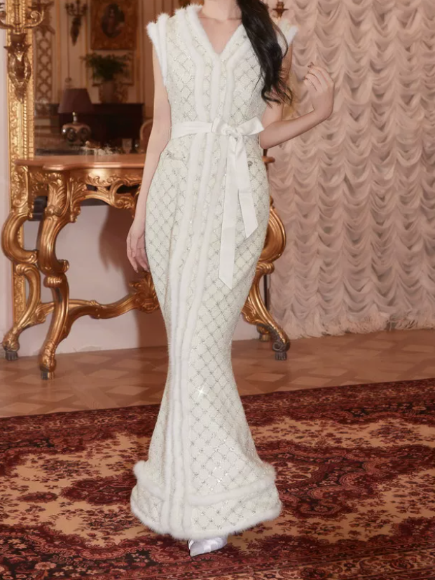 Robe de bal de princesse bustier à volants en satin long, robe de soirée C8117