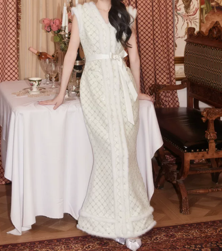 Robe de bal de princesse bustier à volants en satin long, robe de soirée C8117
