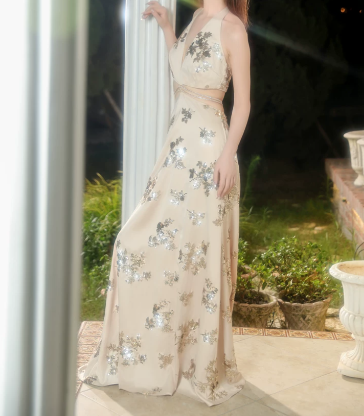 Robe de bal de princesse bustier à volants en satin long, robe de soirée C8117