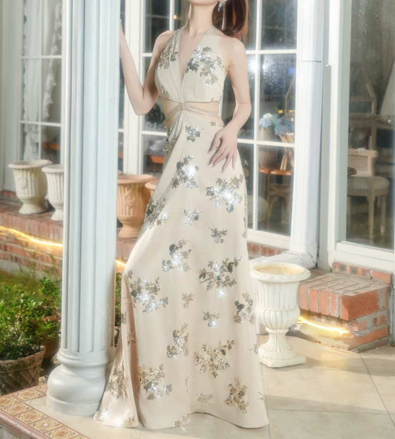 Robe de bal de princesse bustier à volants en satin long, robe de soirée C8117