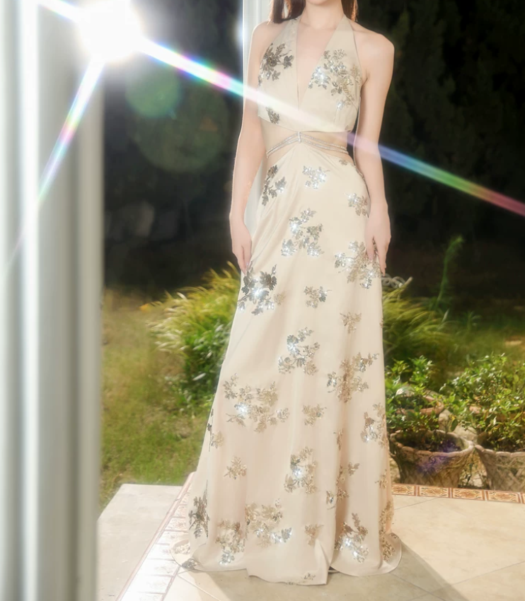 Robe de bal de princesse bustier à volants en satin long, robe de soirée C8117