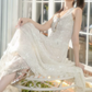 Robe de bal de princesse bustier à volants en satin long, robe de soirée C8117