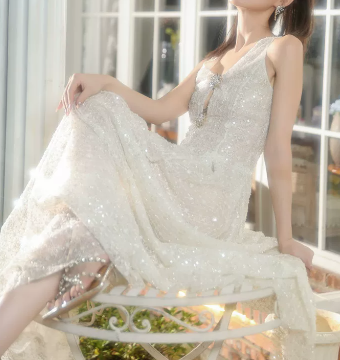 Robe de bal de princesse bustier à volants en satin long, robe de soirée C8117