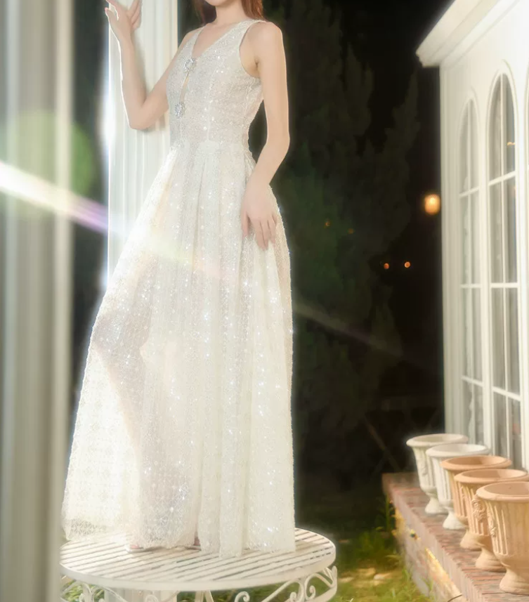 Robe de bal de princesse bustier à volants en satin long, robe de soirée C8117