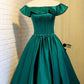Vintage A line Off The Shoulder Green Birthday Outfits Homecoming Dress C914
