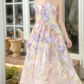Romantic Strapless Prom Dress Floral A-Line Evening Dress C9140
