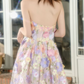 Romantic Strapless Prom Dress Floral A-Line Evening Dress C9140