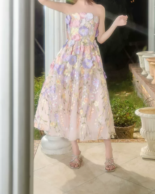 Robe de bal de princesse bustier à volants en satin long, robe de soirée C8117