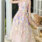 Romantic Strapless Prom Dress Floral A-Line Evening Dress C9140