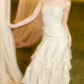 Robe de bal de princesse bustier à volants en satin long, robe de soirée C8117
