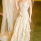 Robe de bal de princesse bustier à volants en satin long, robe de soirée C8117