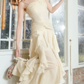 Robe de bal de princesse bustier à volants en satin long, robe de soirée C8117